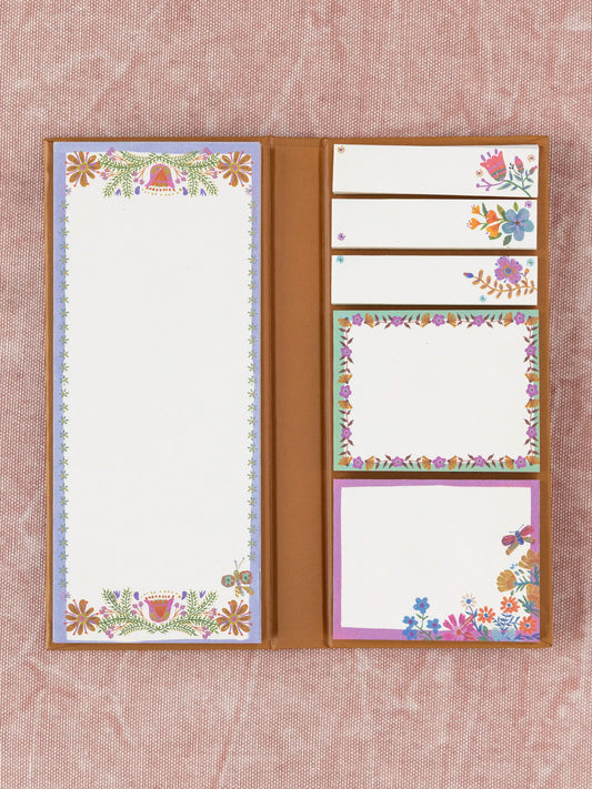 Sticky Note Book - Mustard Folk Flower
