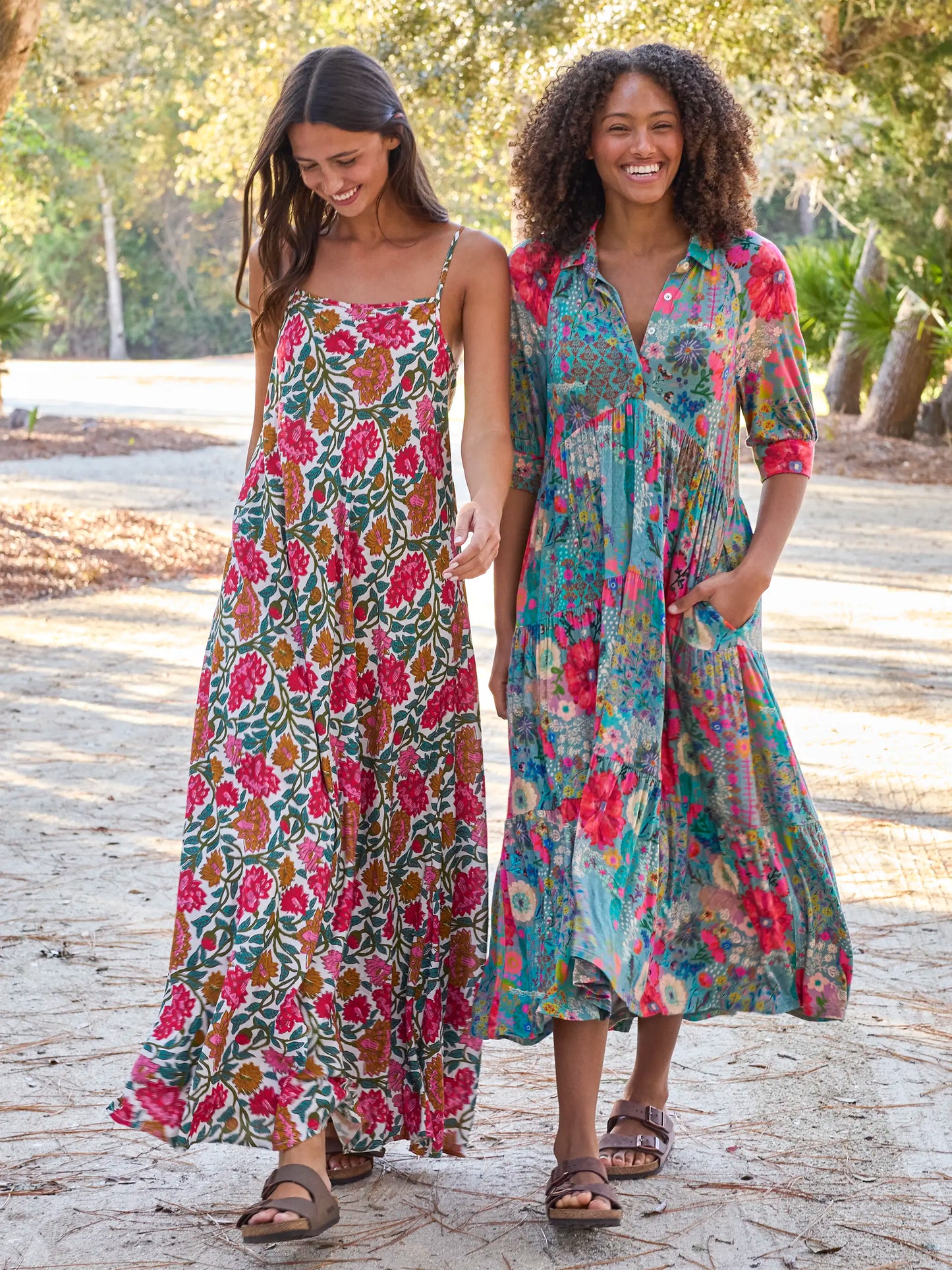 Rebecca "ButterSoft" Midi Dress - Blue Garden Patchwork