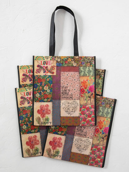 Reusable Grocery Bags, Set of 5 - Patchwork Be Happy