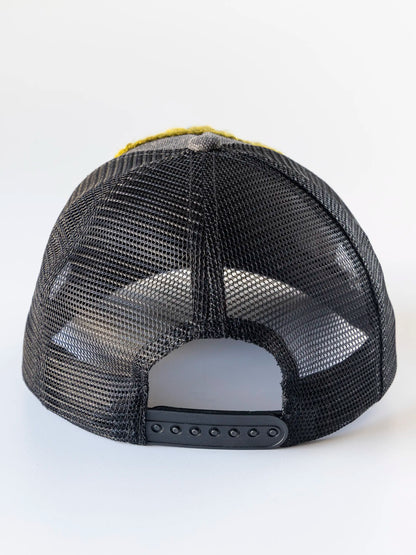 Granny Square Trucker Hat - Charcoal