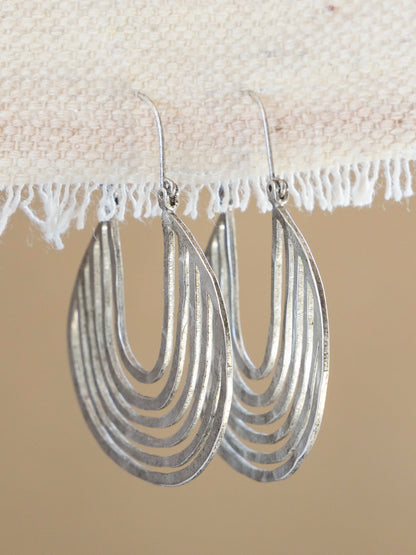 Hammered Hoop Earrings - Silver