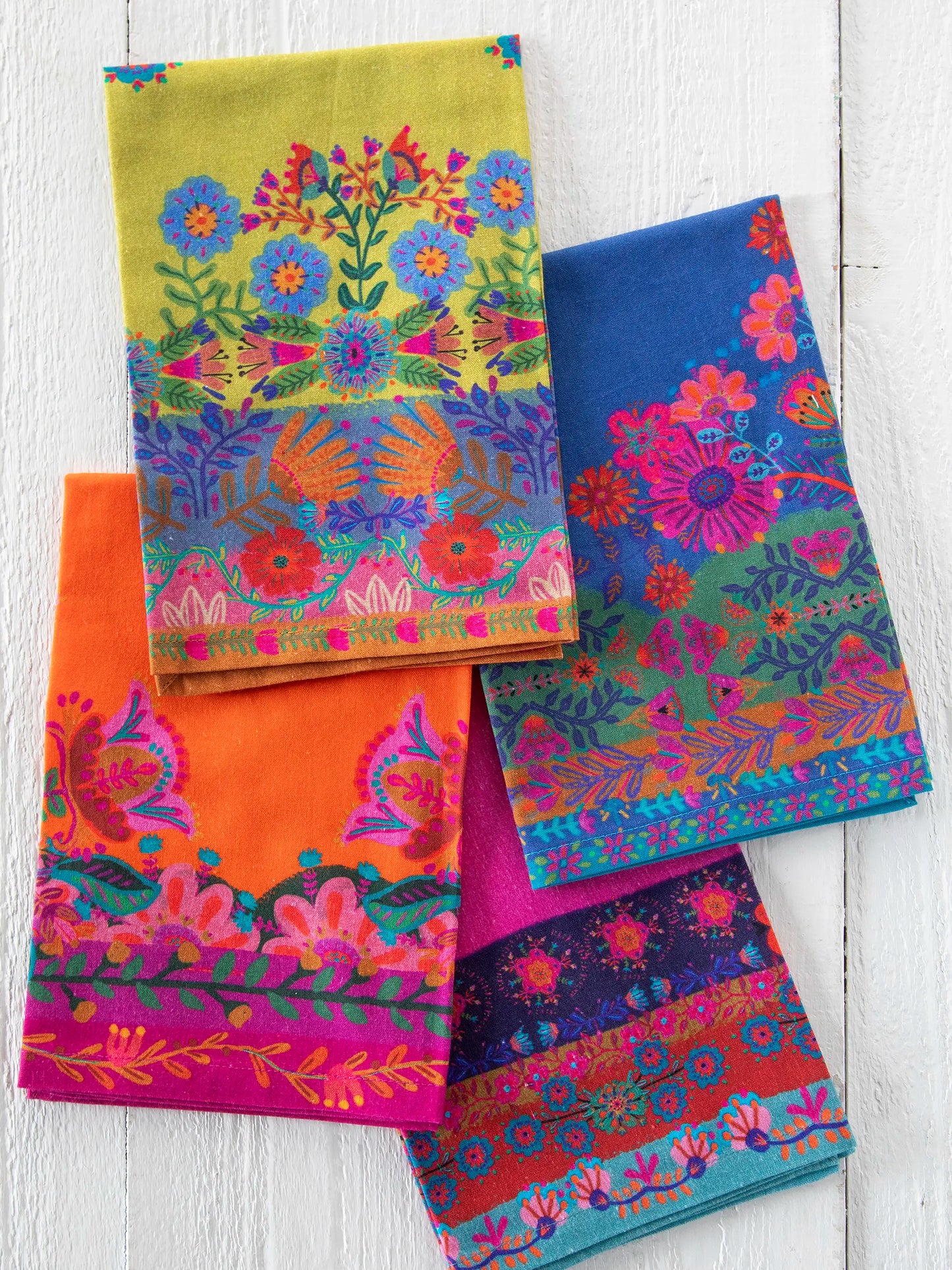 Bohemian Bungalow Napkins, Set of 4 - Blue Borders