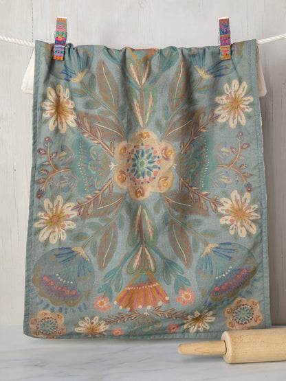 Cotton Dish Towel - Folk Flower
