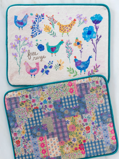 Reversible Dish Drying Mat - Chickens