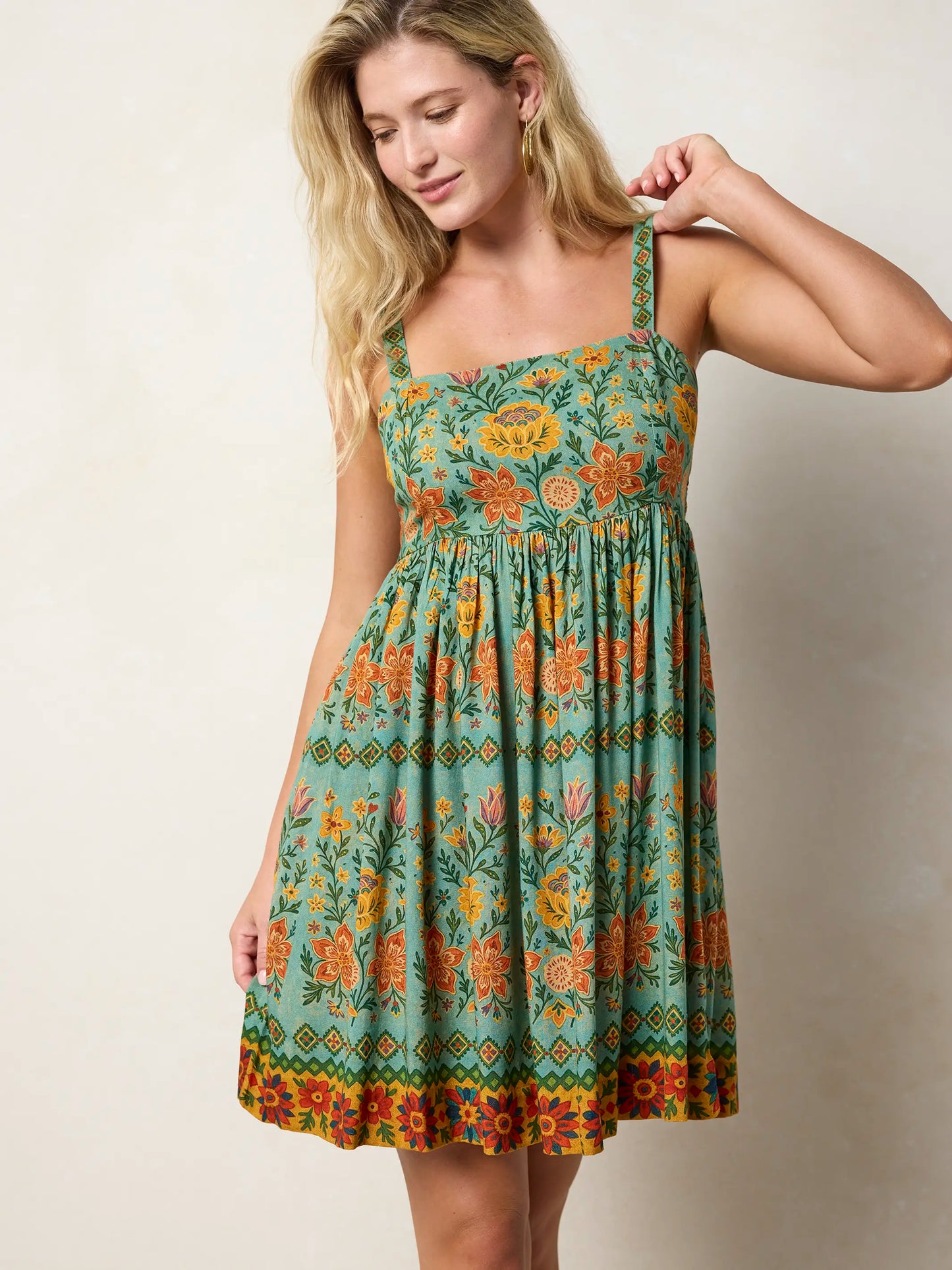 Bailey Mini Dress - Buttercup Floral Seafoam