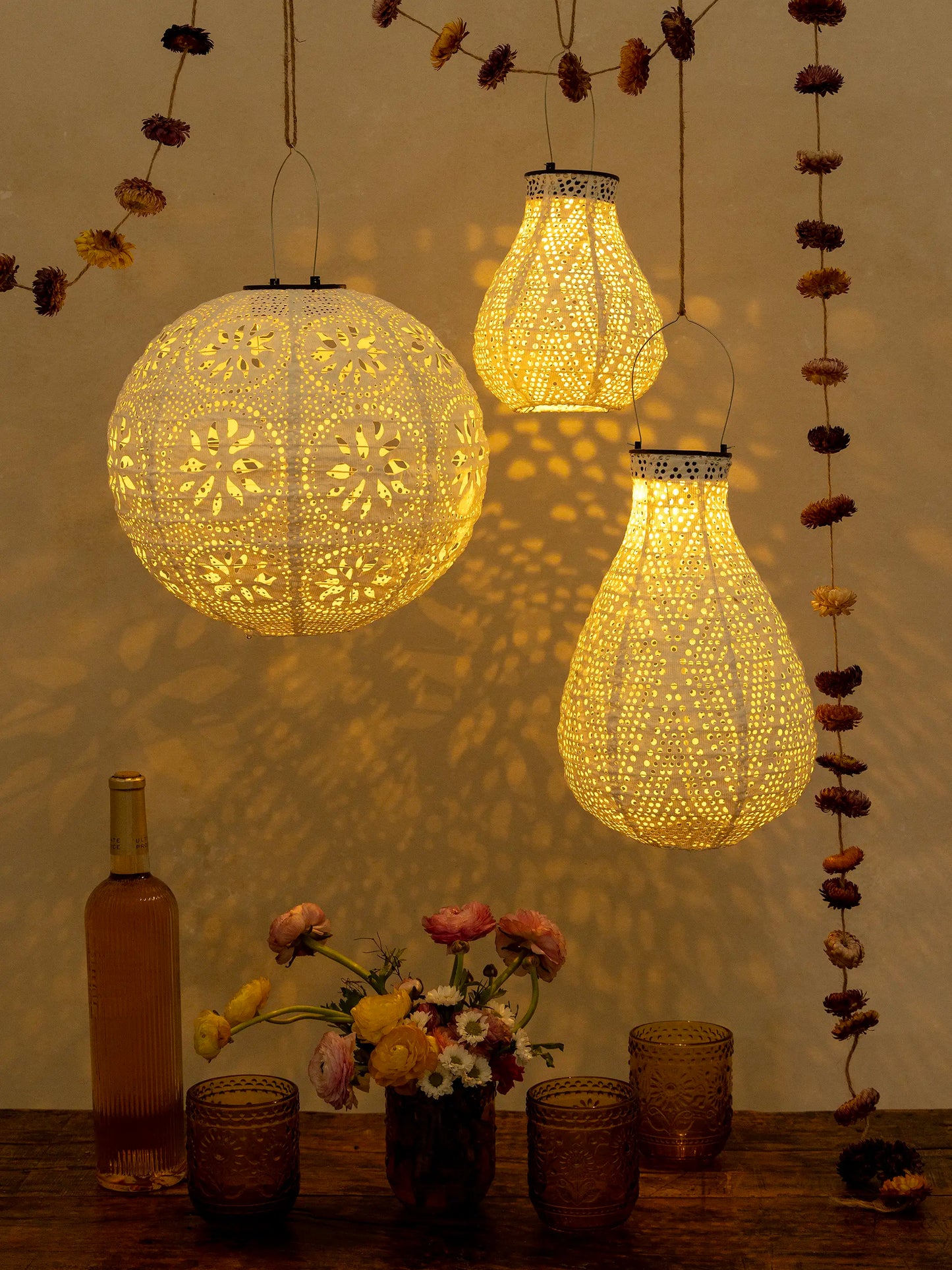 Boho Lace Solar Lantern - Large Vase