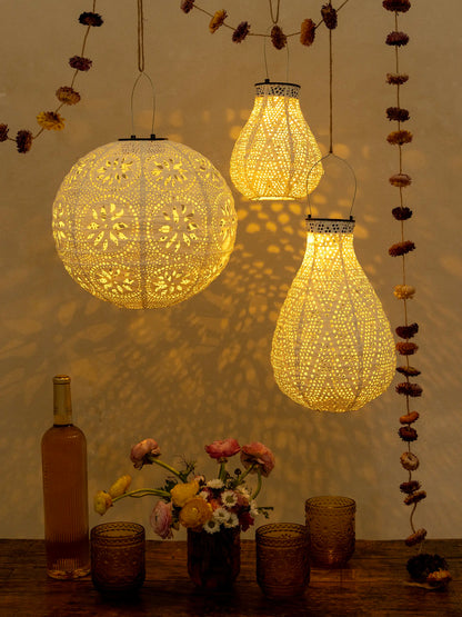 Boho Lace Solar Lantern - Large Vase