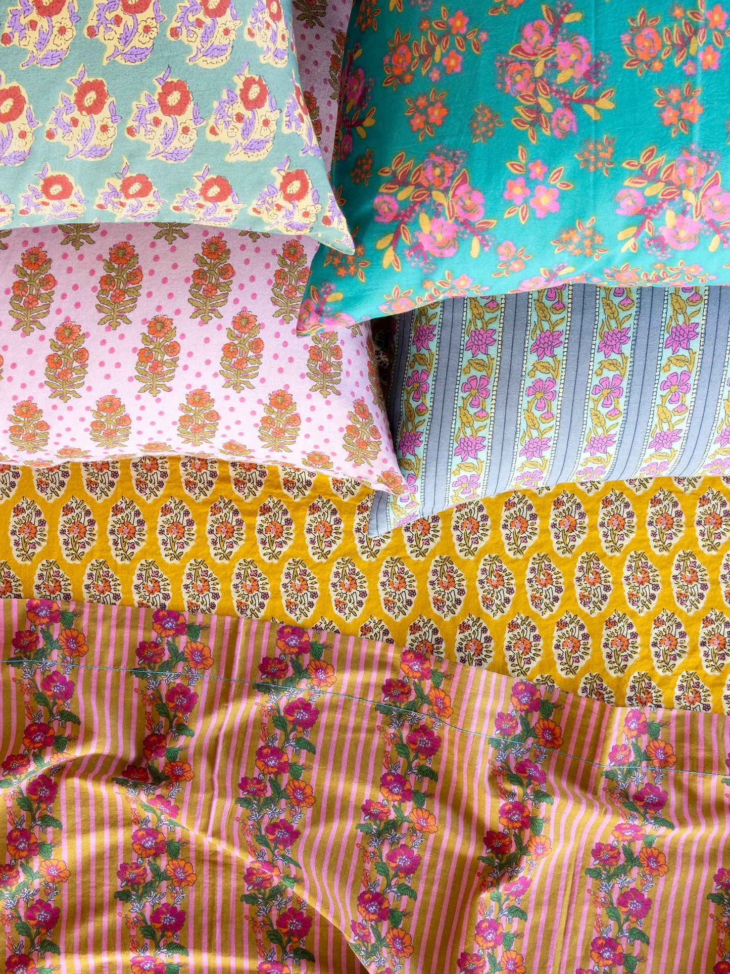 Mix & Match Cotton Pillowcase, Single - Indigo Vines