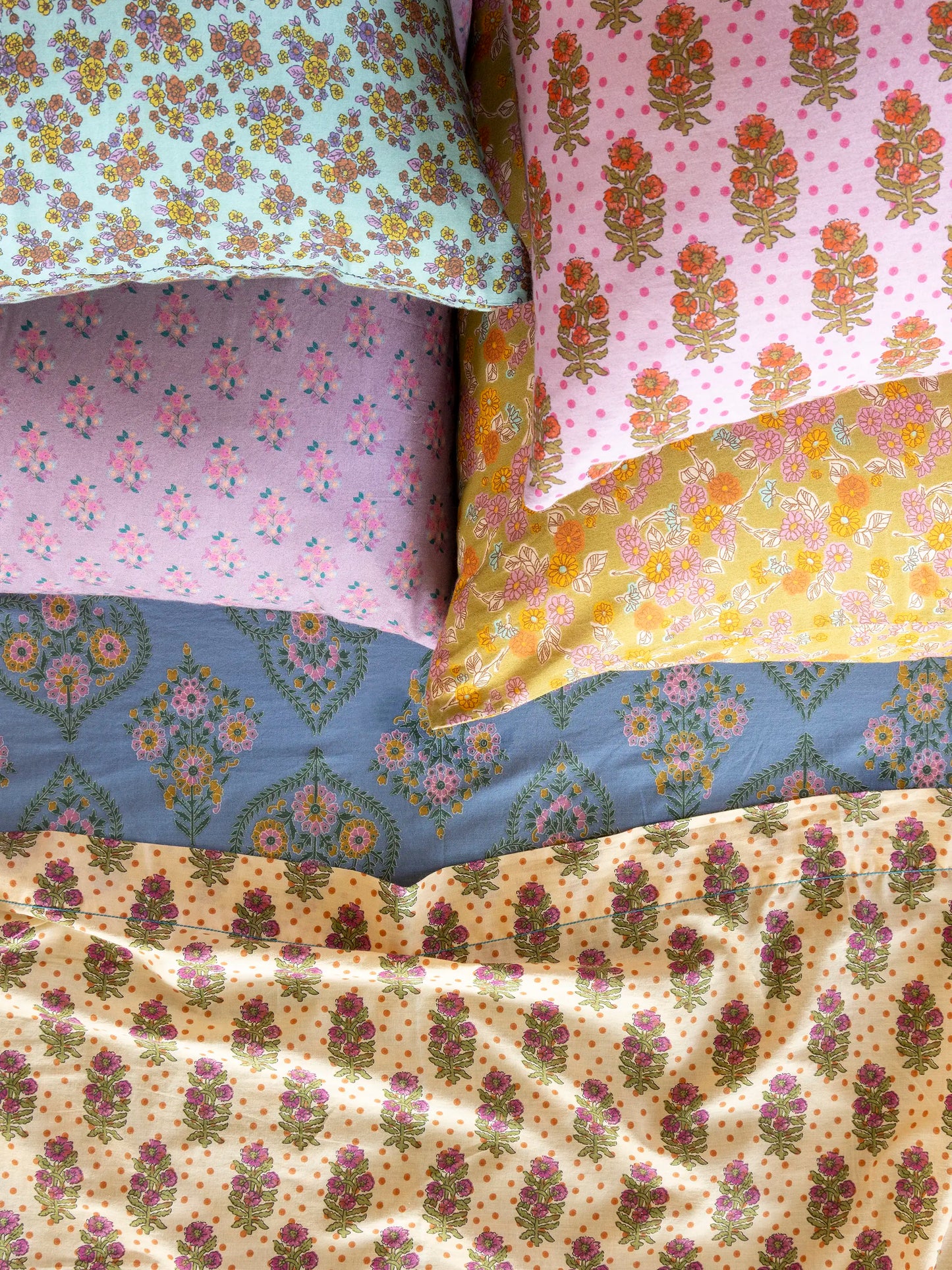 Mix & Match Cotton Flat Sheet - Rust Polka Dot