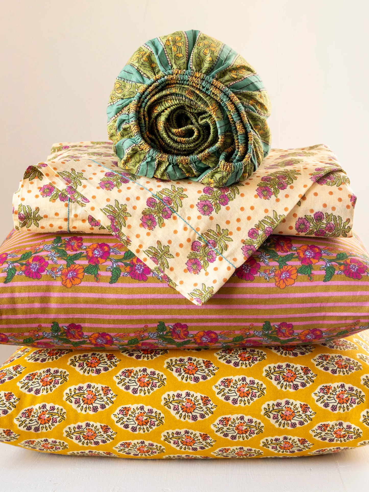 Mix & Match Cotton Fitted Sheet - Rust Polka Dot