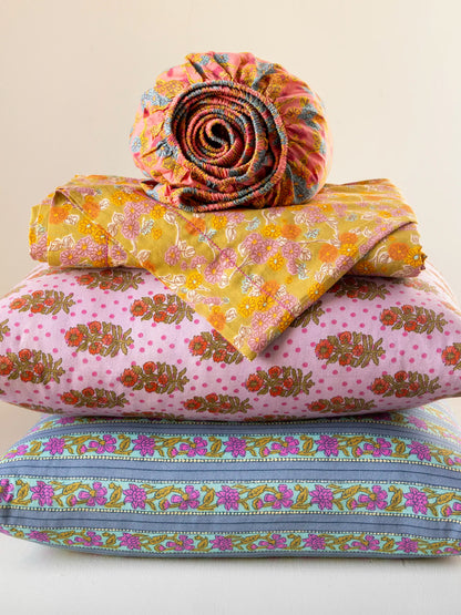 Mix & Match Cotton Flat Sheet - Indigo Vines
