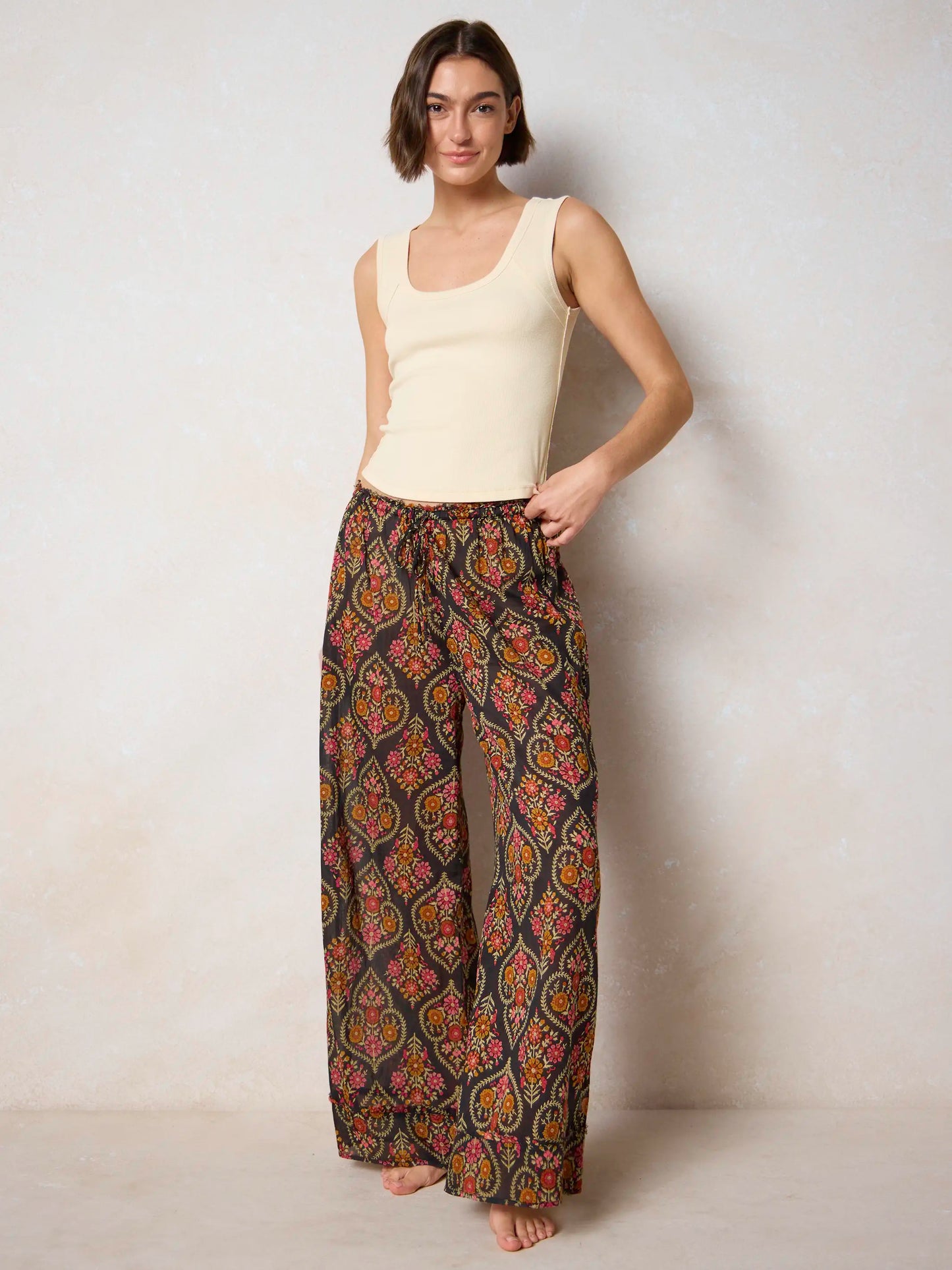 Dreamy Cotton Pajama Set - Charcoal Willow Medallion