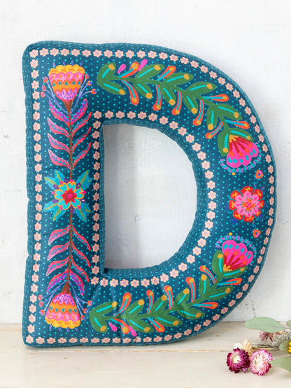 Velvet Initial Pillow - D