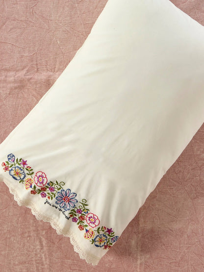 Embroidered Cotton Giving Pillowcase - You Are So Loved