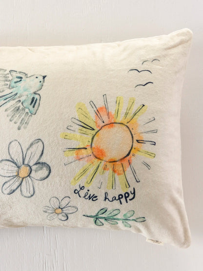 Reversible Cozy Body Pillow Cover - Cream Doodle