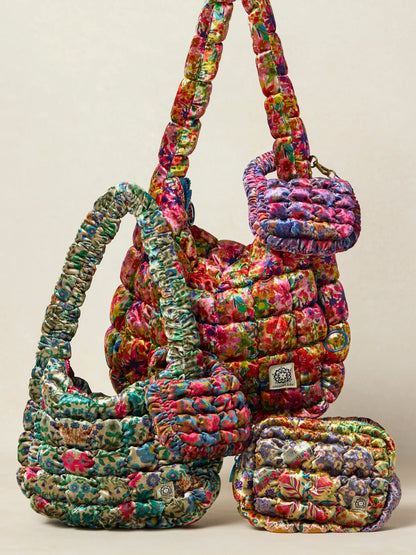 Dana Velvet Puffy Pouch - Mandala Folk Patchwork