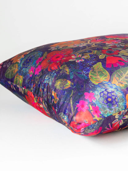 Satin Pillowcase - Dark Floral Garden