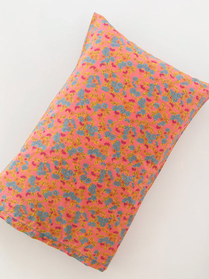 Mix & Match Cotton Pillowcase, Single - Coral Daisy Toss