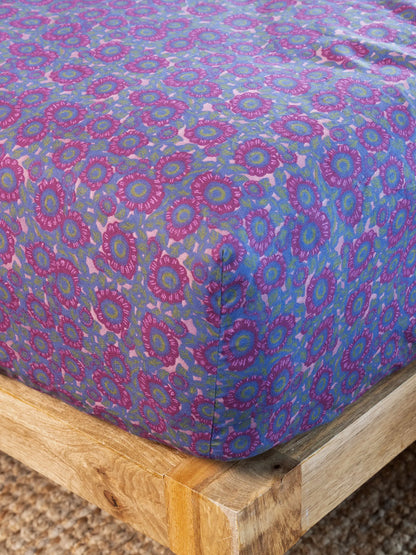 Mix & Match Cotton Fitted Sheet - Plum Dahlia