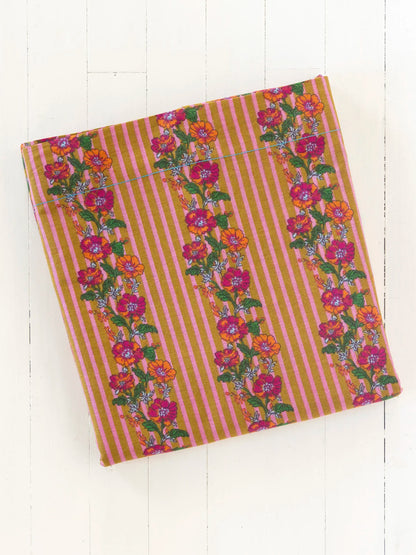 Mix & Match Cotton Flat Sheet - Pink Floral Stripe