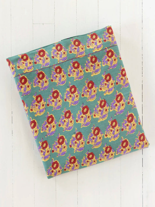 Mix & Match Cotton Flat Sheet - Teal Fields