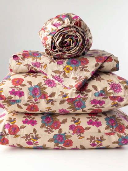 Sooo Soft Cotton Sheet Set - Enchanted Wildflowers Cream