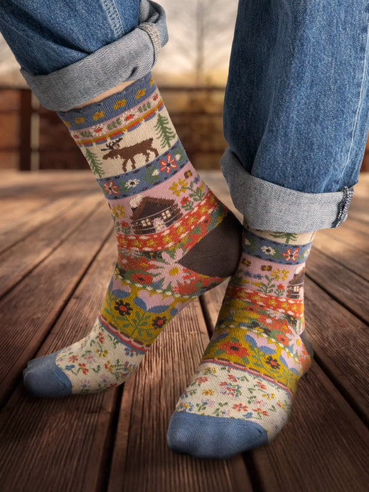 Boxed Boho Sock Set, Set of 3 - Maroon Moose