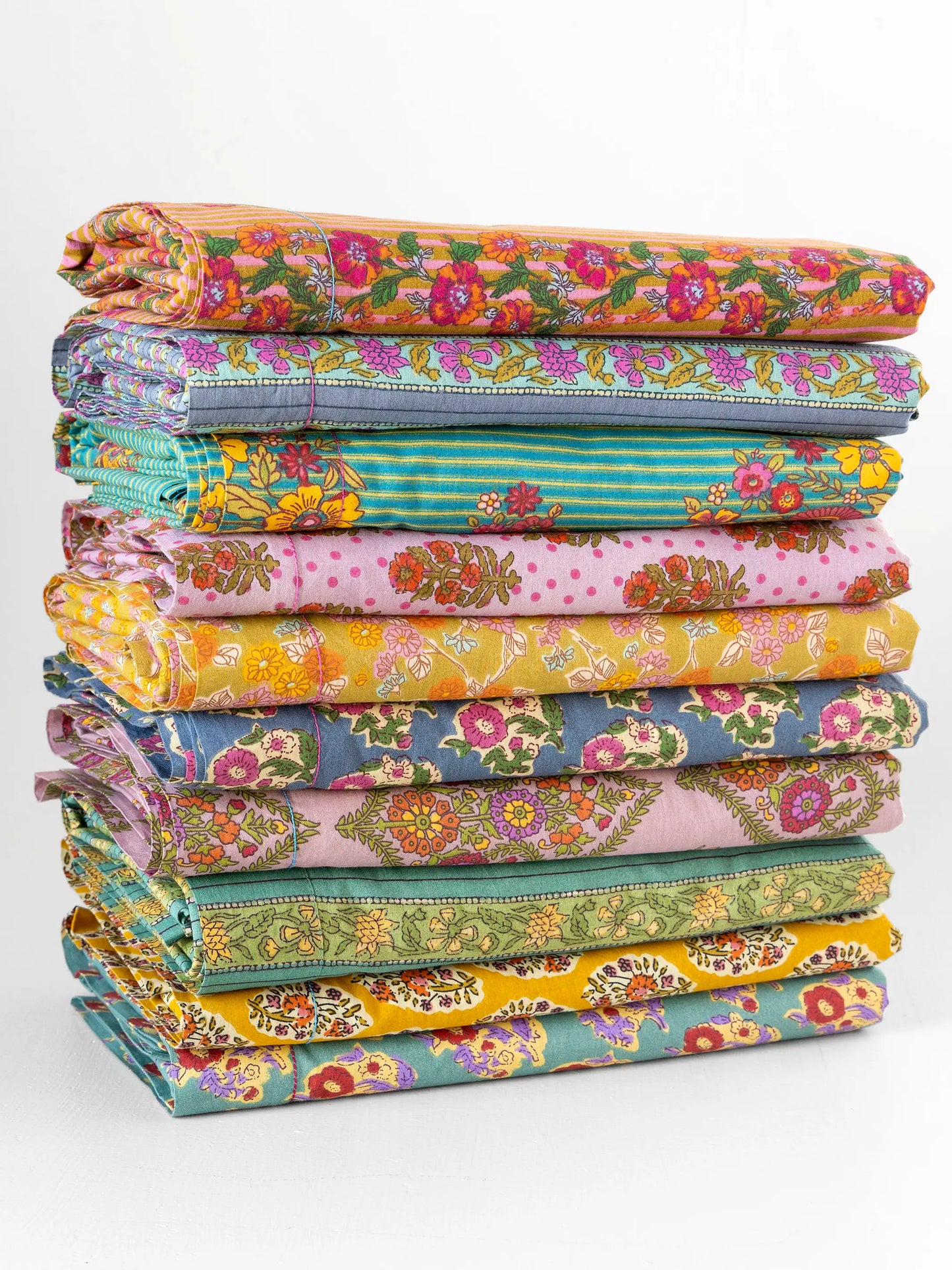 Mix & Match Cotton Flat Sheet - Teal Bouquet Blooms