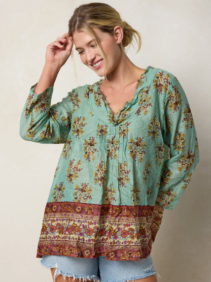 Cotton Tunic-In-A-Bag - Aqua Riviera Floral