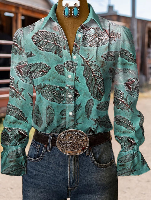 Women's casual western style pattern shirt