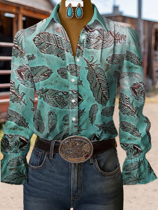 Women's casual western style pattern shirt