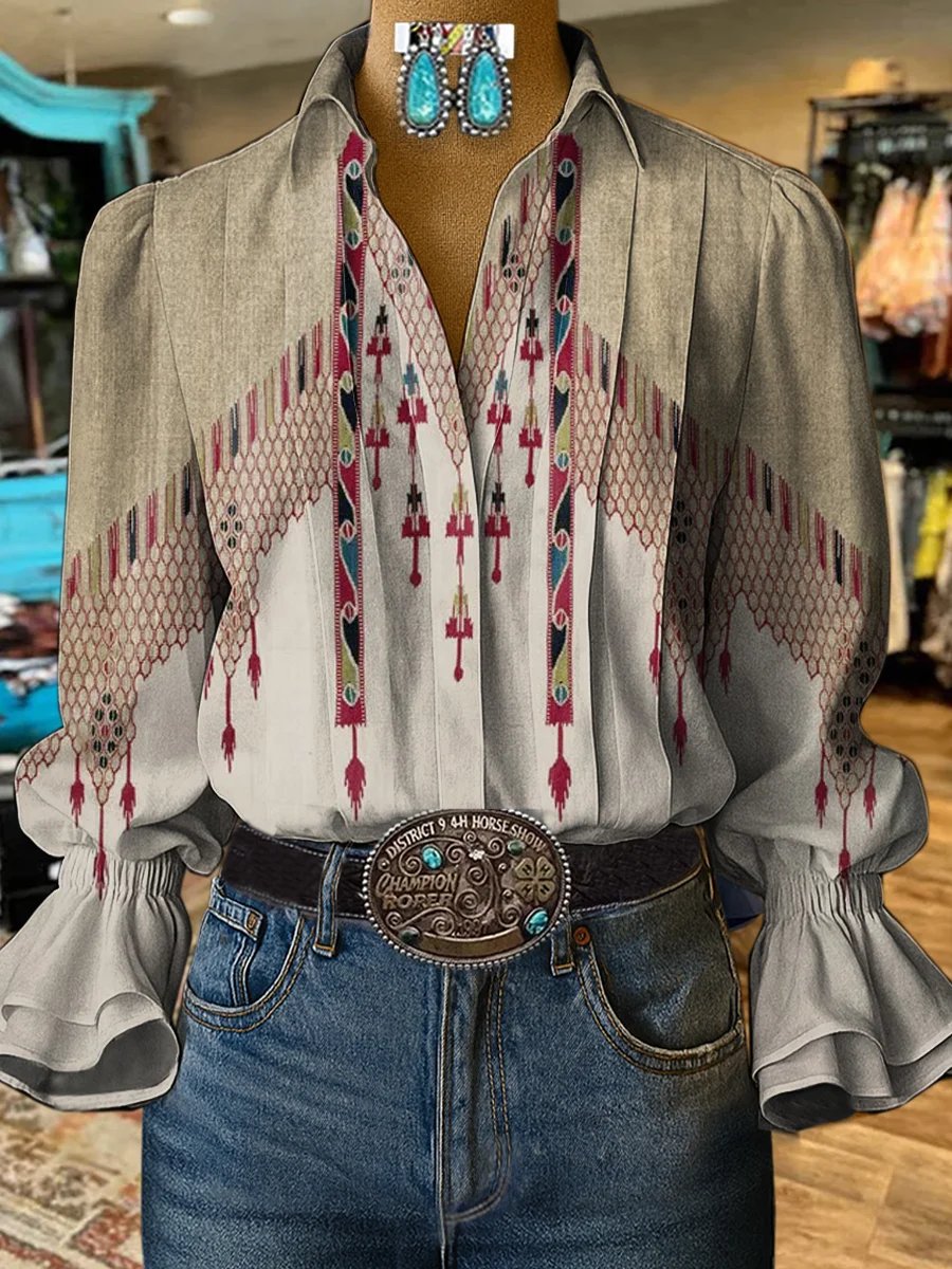 Women's Vintage Western Floral Shirt