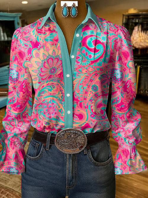 Women's casual western style pattern shirt