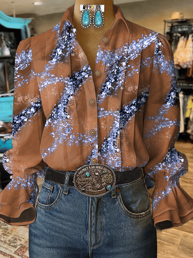 Women's Retro Western Print Shirt