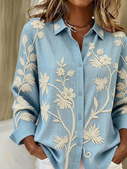 Women'S Casual Color-Blocked Print Shirt