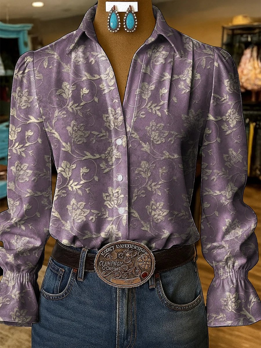Women's Vintage Western Floral Shirt