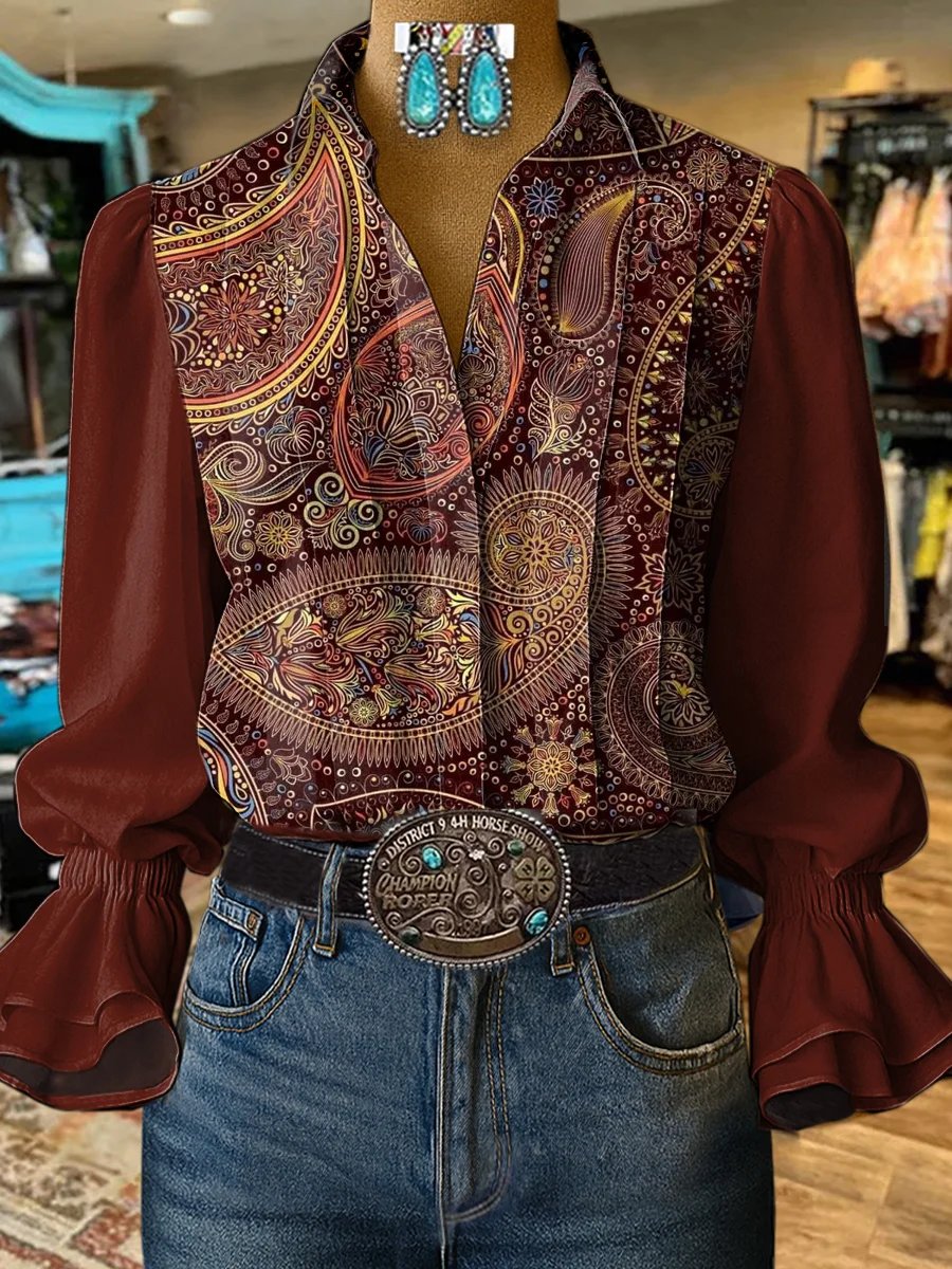 Women's Vintage Western Floral Shirt