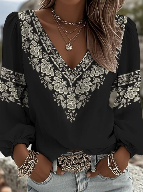 Women's Retro Western Style Print Shirt
