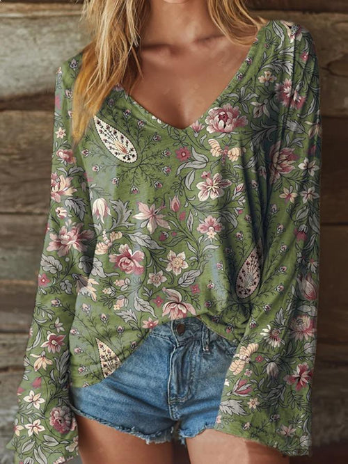 Women's Retro Print Long Sleeve T-Shirt
