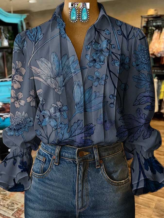 Women's Vintage Western Floral Shirt