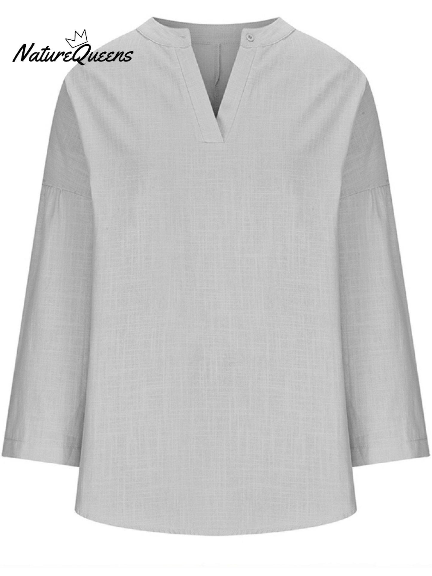 Women's Cotton Long Sleeve Round Neck Solid Color Loose Beach Shirt