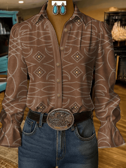 Women's Retro Western Print Shirt