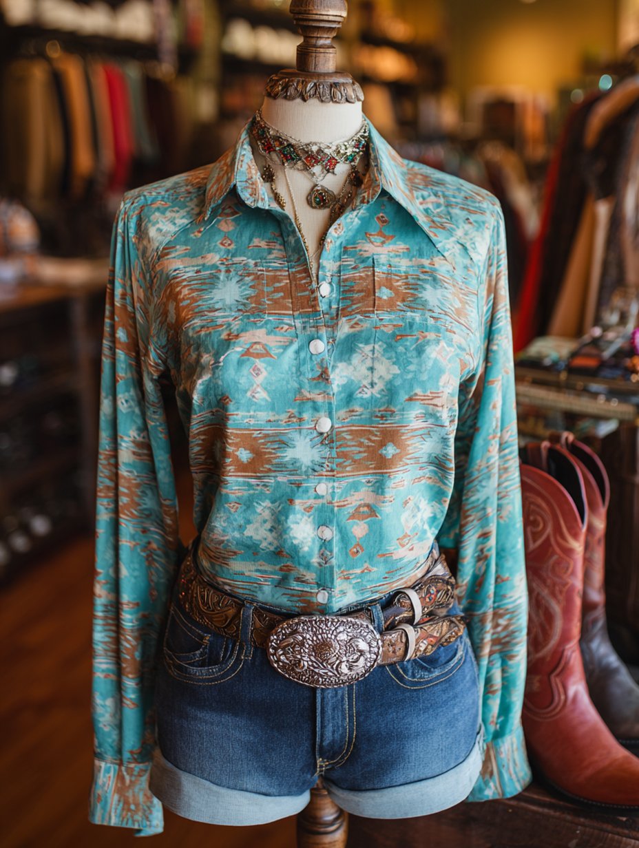 Women's Vintage Casual Western Floral Long Sleeve Shirt