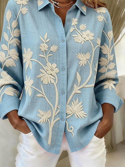 Women'S Casual Color-Blocked Print Shirt