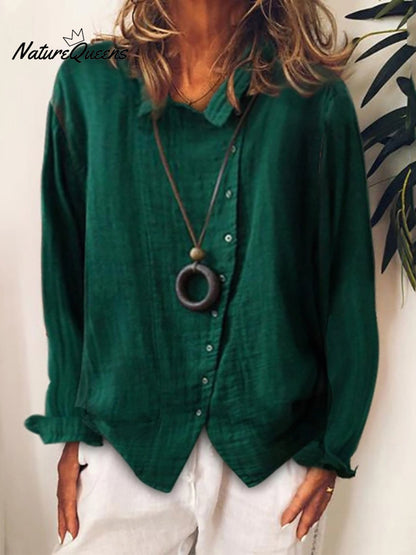 Women's Cotton & Linen  Casual Long  Shirt
