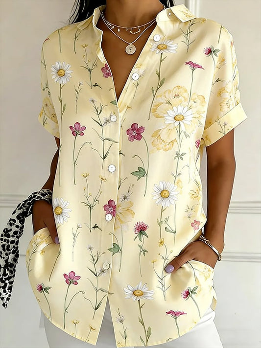 Women's Casual Collared Striped Print Shirt