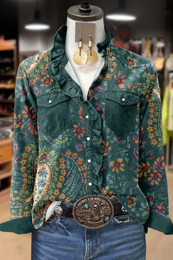 Women's Vintage Western Floral Shirt