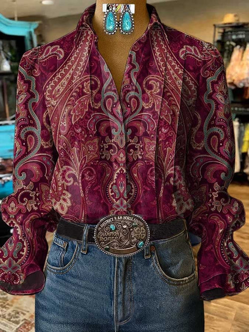 Women's Vintage Western Floral Shirt