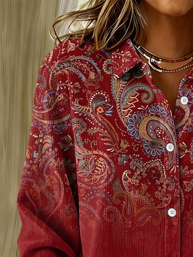 Women's casual western corduroy shirt