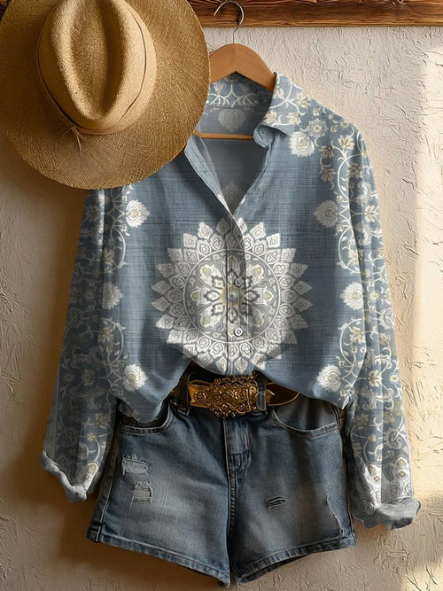 Women's Vintage Ethnic Floral Print Shirt